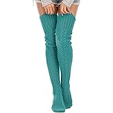 Leoparts Women's Cable Knitted Thigh High Boot Socks Extra Long Winter Stockings Over Knee Leg Warmers
