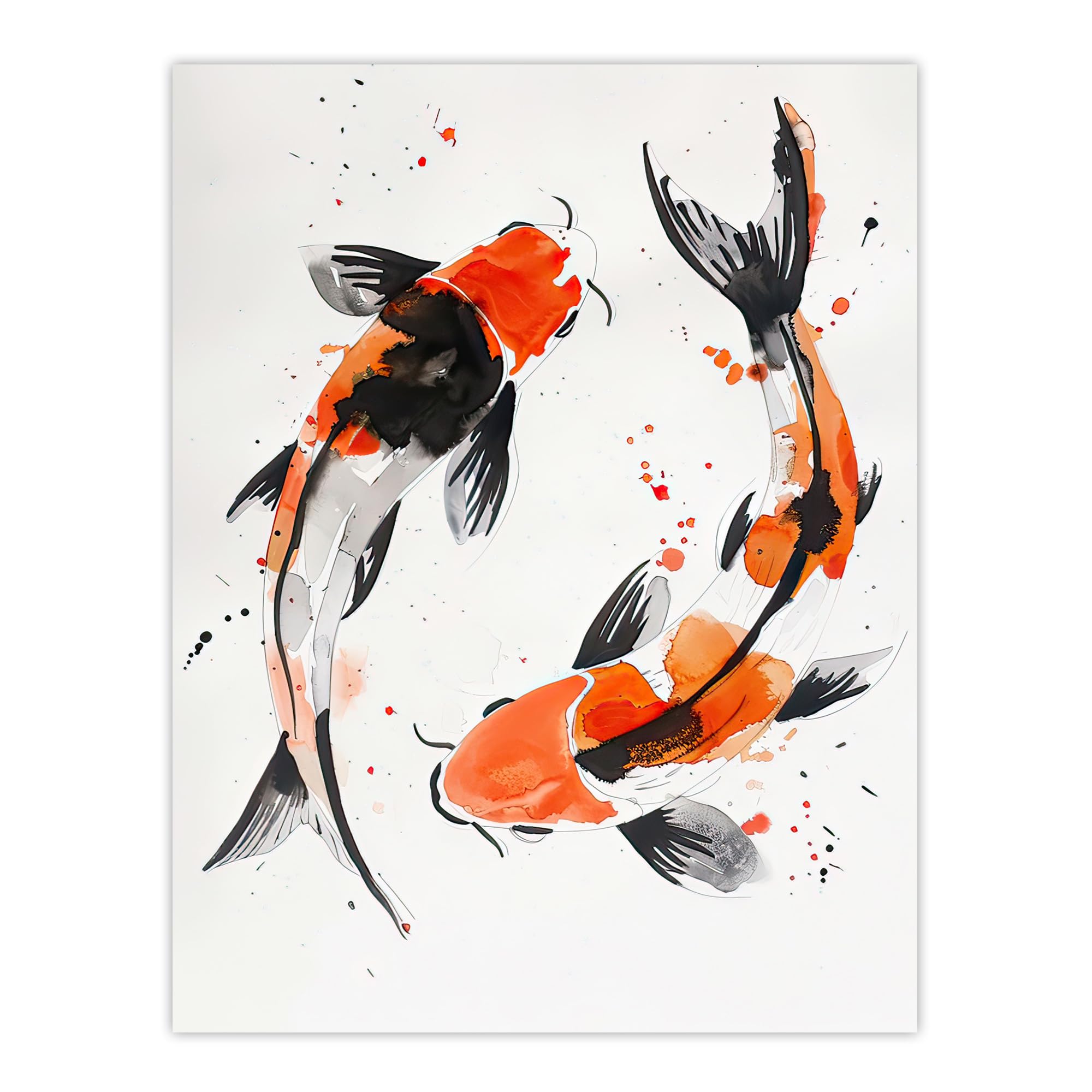 Artery8 Two Japanese Koi Carp Fish Bright Watercolour Living Room Extra Large XL Wall Art Poster Print