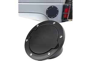 PKEDUO Black Gas Cap Cover Fuel Filler Door Cover Compatible with 2007-2017 Wrangler JK JKU 2/4-DOOR(NOT FOR 2018+ JL MODELS)