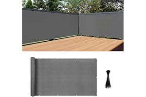 fifee 3ft x16.4ft Balcony Privacy Screen, with 24 pc Cable Ties & 1 pc Grommets, Balcony Cover Fence Windscreen for Porch Dec