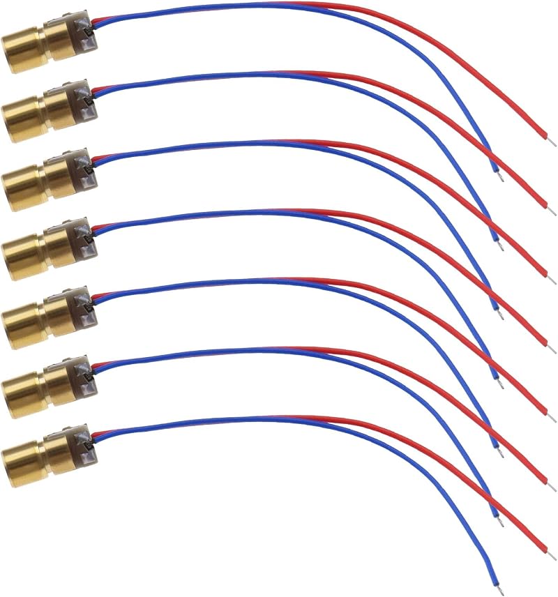 OTOTEC 20PCS 5V 650nm Red Dot Laser Diode Head 5mW < 6mm OD 75mm Leads