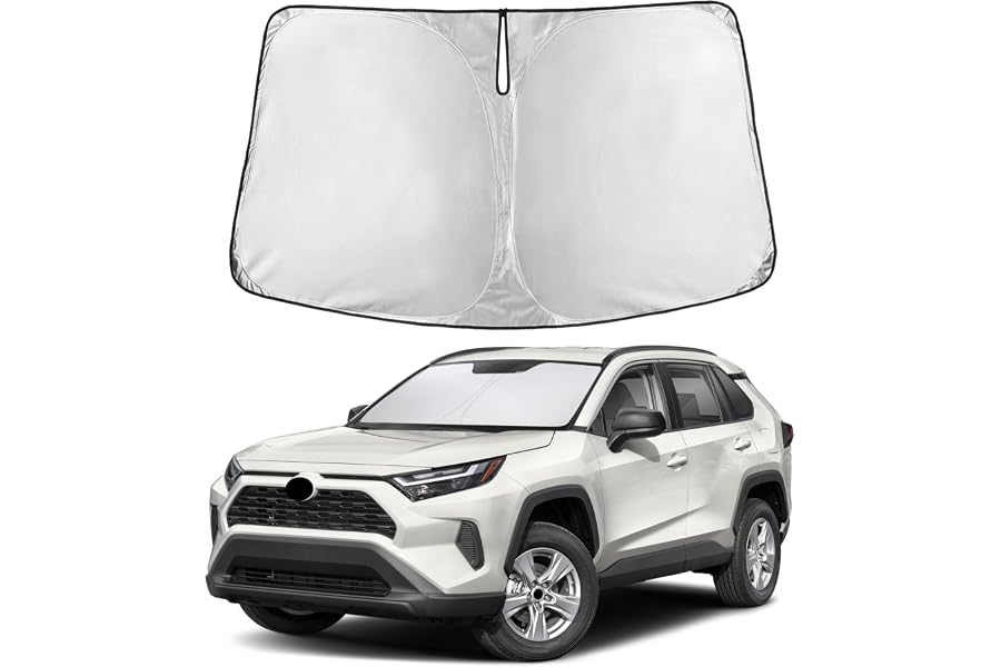 Autovir Windshield Sun Shade Fit for 2019-2024 2025 2026 Toyota RAV4 Sunshade, Front Car Window Shades Sun Visor, Blocks UV R
