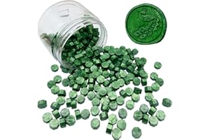 MINGYUESKY 200pcs Metallic Green Wax Seal Beads Pine Green Christmas Wax Seal Beads Bulk for Wedding Invitations Xmas Gift Wrapping Card Envelope Seal