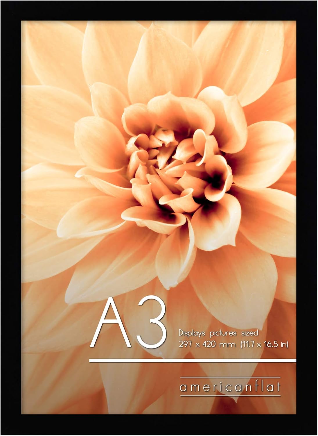 Photo Albums, Frames & Accessories - Americanflat A3 Picture Frame in Black - Composite Wood with Shatter Resistant Glass - Horizontal and Vertical Formats for Wall - 11.7 x 16.5 in