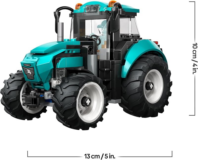 City Traktor - Spielzeug Bauernhof Fahrzeug Modellbau mit Bauern Minifigur - Geburtstagsgeschenk für Jungen ab 6 Jahren und Technikfans - 60498