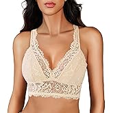 Avidlove Bralettes for Women Sexy Lace Bras Racerback Camisole Tops Sleeveless Comfort Undershirt Triangle Lingerie Beige