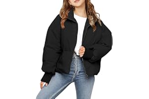 rrhss Girls Winter Long Sleeve Zip Puffer Jacket Kids Baggy Short Down Coats