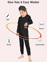 Resinta 3 Sets Girls Waffle Thermal Underwear Set