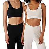 P&N Full Coverage Sports Bras for Women, Seamless High-Support Cotton Gym Bralettes, 2-Pack