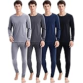 Jecery 4 Set Thermal Underwear for Men Cotton Long Underwear Soft Warm Men's Thermal Underwear Bottoms and Tops for Winter