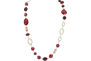 Firstmeet Chunky Crystal Coloured Glaze Beads Long Necklace for Women