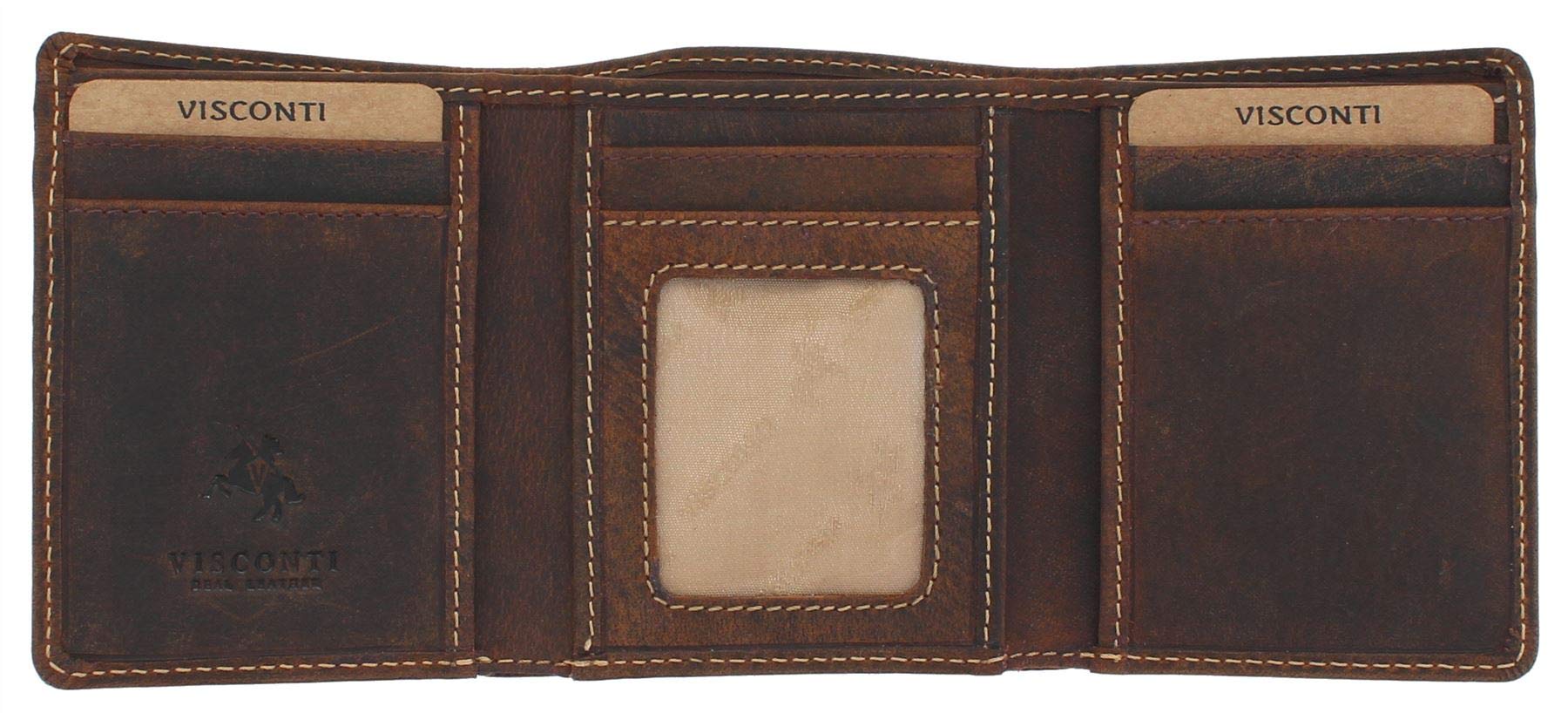 VISCONTI Hunter Collection Apache Leather Tri-Fold Wallet RFID Blocking 700 Oil Tan