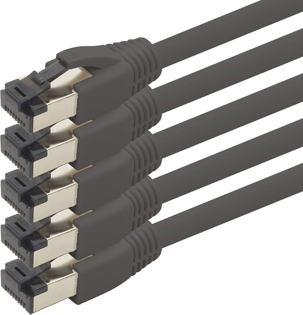 1aTTack.de Cat 8 Network Cable 0.5m Black 5 Pack LAN 2000MHz 40Gbps LSZH Patch