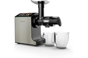 WHUTO Masticating Juicer Machines, Cold Press Juicer, Easy to Clean with Brush, Touch Screen Stainless Juicer Machines for Vegetable & Fruit, Juice Maker with Quiet Motor & 2 Speed Modes, DOVE