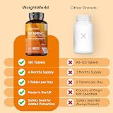 WeightWorld Vitamin C Tablets 1000mg 180 Count Vegan Rosehips & Bioflavonoids view 4