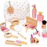 Wooden Pretend Play Makeup for Toddlers 1-3,100% Safe &amp; Non Toxic | Natural Wood,Mess Free,Sparks Imagination,Montessori Toy Builds Fine Motor Skills,Birthday Gift For 1-3 Year Old Girls