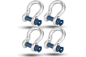 Towmavin Winch Shackles 5/8" x 3.25 Ton Shackle (4 Pack) Break Strength 38580 lbs for Use as Sling, Towing Dragging, Off-Road Use