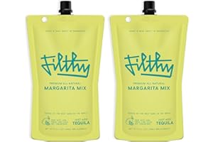 FILTHY FOOD Filthy Margarita Mix, Premium Cocktail Mixer, All-Natural, Non-GMO, Vegan & Gluten-Free, Made with 100% Fresh Florida Lime Juice and Organic Agave Nectar from Jalisco Mexico, 32 Oz Pouch, 2 Pack