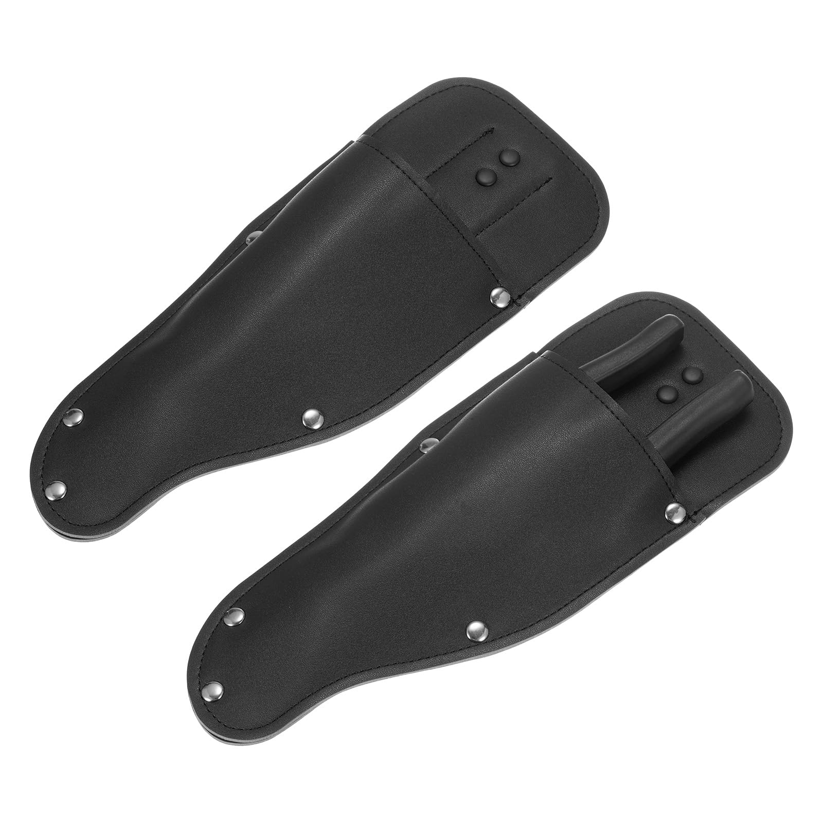 M METERXITY 2-Pack Garden Pruner Sheath, Portable PU Leather Pruning Shears Sheath Pliers Holder for Belt, Garden Scissors Leather Case for Hand Pruner/Garden Shears/Clippers [Black]