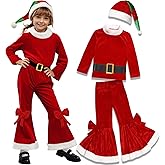 SIZGAROOT Girls Santa Dress Toddler Santa Outfit Christmas Mrs Claus Costume Kids