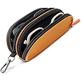 Tangoner Double Eyeglasses Case Soft Portable Zipper Sunglasses Pouch with Keychain Clip for Men Women