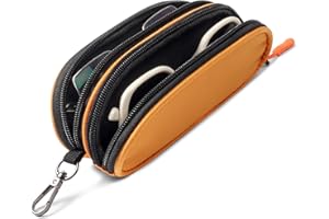 Tangoner Double Eyeglasses Case Soft Portable Zipper Sunglasses Pouch with Keychain Clip for Men Women
