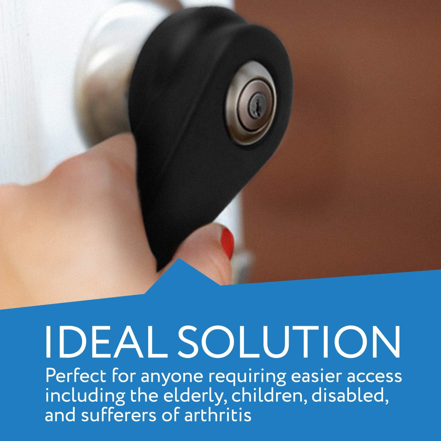 Two Pack Door Handle Extension, Soft Rubberized Doorknob Extension, Converts Knob Style Doors to Handles for Easy Accessibility for Elderly, Disabled, Children, Fits Door Knobs 2" to 2.5": Health & Personal Care