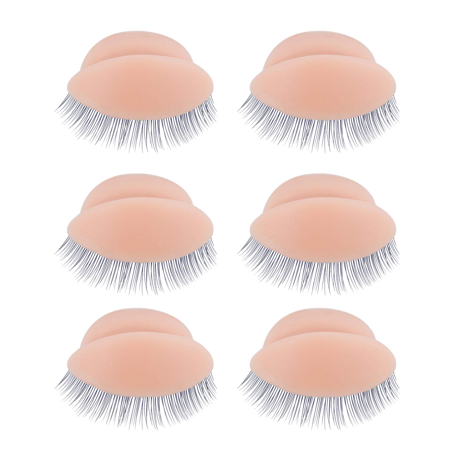 WBCBEC 3 Pairs Replacement Eyelids for Mannequin Head Removable Realistic Eyelids with Eyelashes Mannequin Head Eyelids for Eyelash Training Practice Makeup Eyelash Extensions (Skin)
