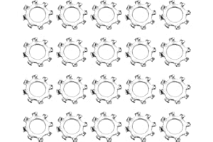 uxcell 100Pcs 10# External Tooth Lock Washer, 304 Stainless Steel Multi-Tooth Star Washer Locking Fastener, Silver Tone
