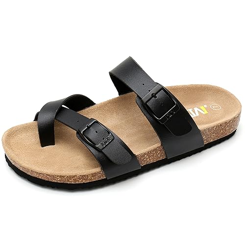 Women's Cork Footbed Sandals Cow Suede Slide Sandals for Women Toe