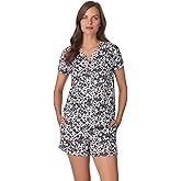 Anne Klein Womens Short Sleeve Henley Pajama Top & Shorts Set - Soft Sweater Knit - Lightweight Sleepwear & Loungewear PJs