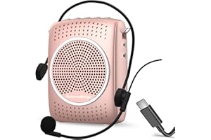 ResponseBridge Voice Amplifier Microphone Headset, 2000 mAh Rechargeable Portable Voice Amplifier for Teachers Classroom Tour Guide (Rose Gold)