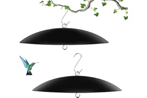 ANDERGI 13" Bird Feeder Rain Guard, Hummingbird Feeder Shade Dome Cover, Hanging Squirrel Baffle for Bird Feeder Pole (Black), 2 Pack