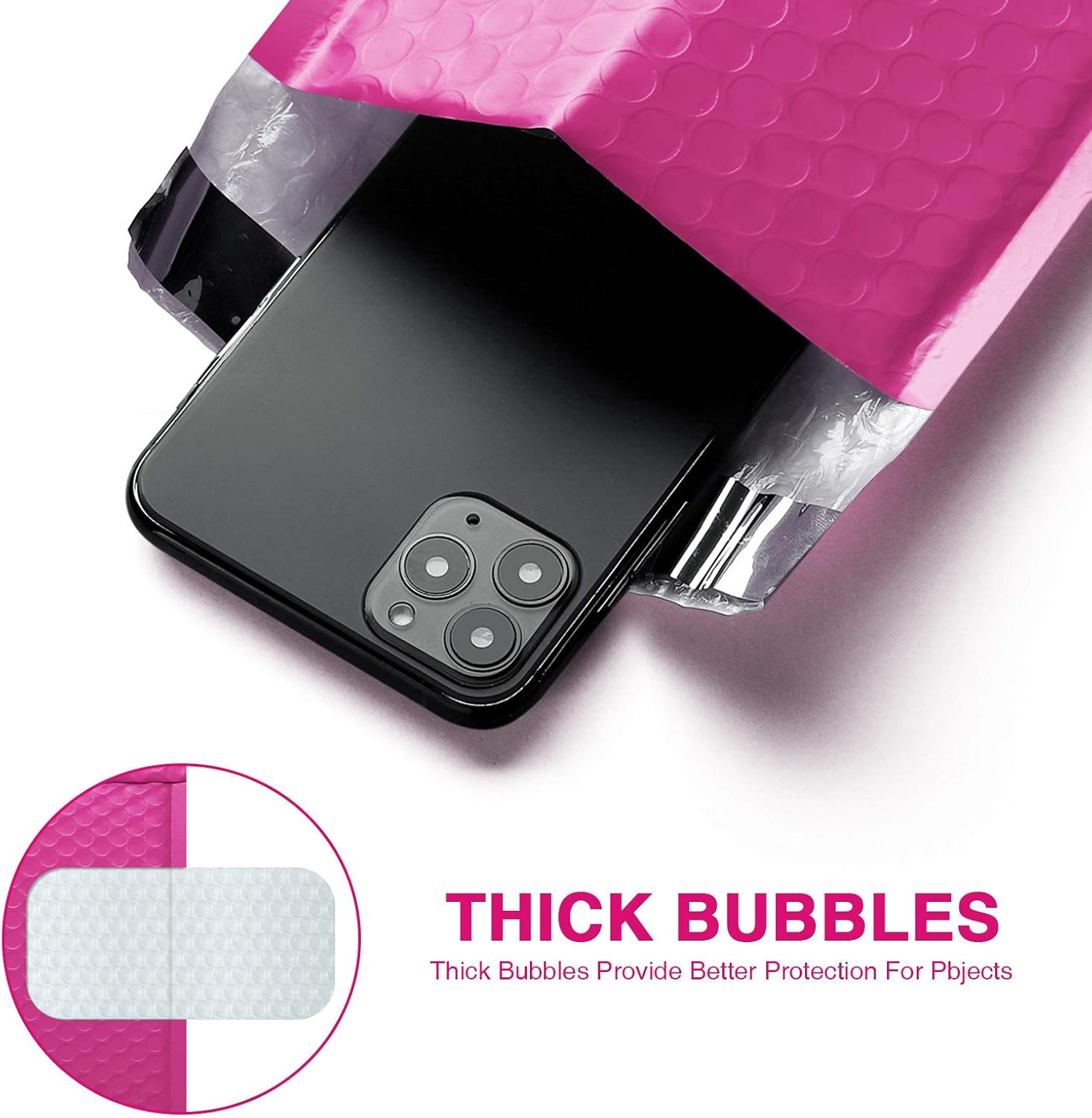 Fuxury Fu Global 4x8" 50Pcs Poly Mailers Bubble Padded Set #000 for Lip Glosses, Colored Shipping Bubble Cushion Wrap Mailers Envelopes Bulk, Poly mailer Bags for Shipping/ Packaging- Pink : Office Products