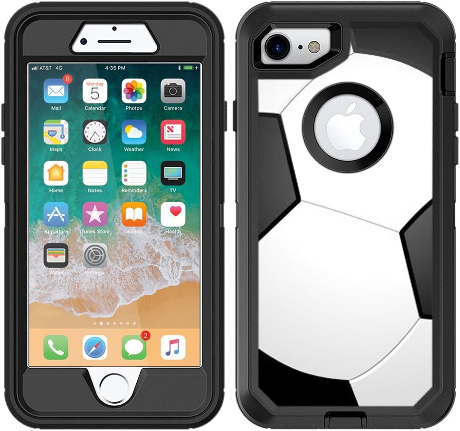 Teleskins Protective Designer Vinyl Skin Decals/Stickers Compatible with Otterbox Defender iPhone 8 / iPhone 7 / SE 2020 Case - Soccer Design Patterns - only Skins and not Case