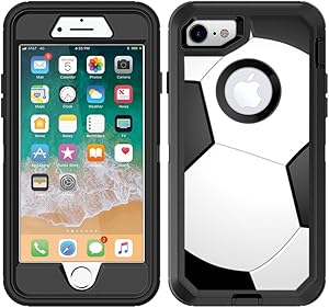 Teleskins Protective Designer Vinyl Skin Decals/Stickers Compatible with Otterbox Defender iPhone 8 / iPhone 7 / SE 2020 Case - Soccer Design Patterns - only Skins and not Case