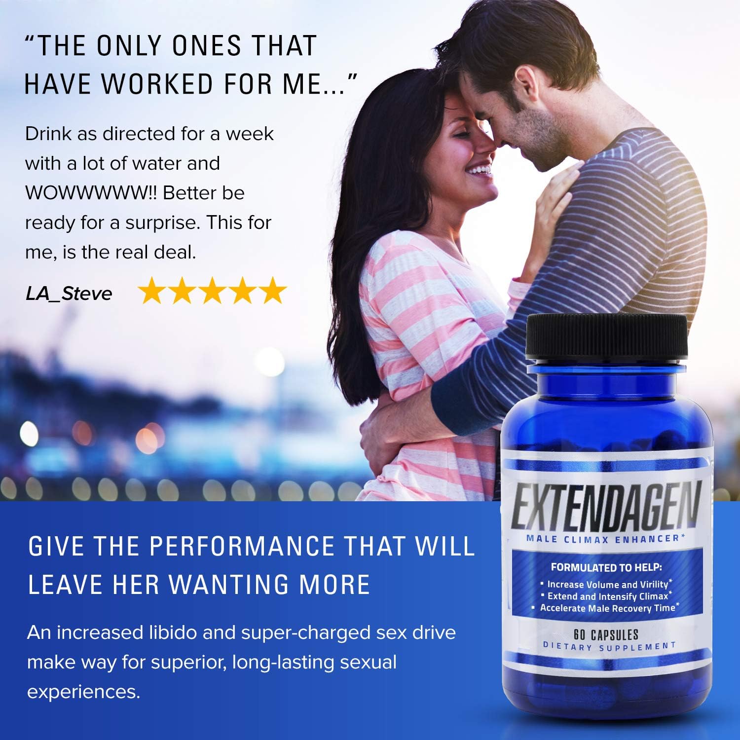 Extendagen - Male Fluid Enhancer & Volumizer Supplement Pills for Extended Performance - Boost Energy & Recovery - (60 ct): Health & Personal Care