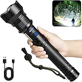 Cinlinso Rechargeable LED Flashlights High Lumens, 99,000 Lumens Super Bright Flash Light with 7 Modes, Powerful Handheld Waterproof Flashlights for Home Emergencies, IPX6 Waterproof