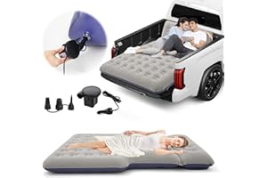 Sunsdrew 2025 Upgraded T*ruck Air Bed Mattress for 5.5-6.5Ft Full-Size Inflatable Mattress Short Truck Beds with Built-in Pillow Adjustable Air Mattress for Camping,Home,Truck Tent Accessories(Blue)