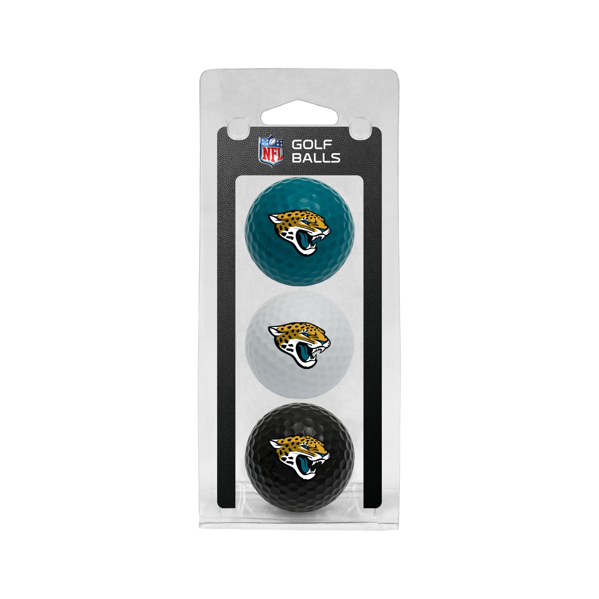 Team Golf NFL Jacksonville Jaguars Regulation Size Golf Balls, 3 Pack, Full Color Durable Team Imprint, Multi Team Colors, One Size, (TEG7073_03)