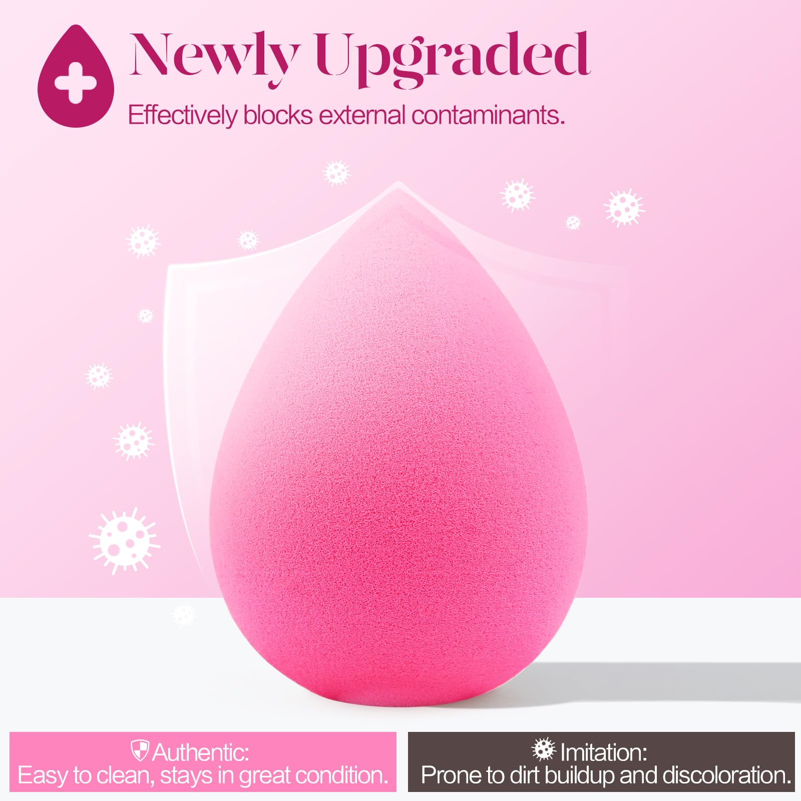 BEAKEY Super Soft Makeup Sponge Set of 6, Makeup Sponges for Foundation, Liquid, Cream and Powder, Pink Beauty Sponge for Blending, 0 Latex Blender