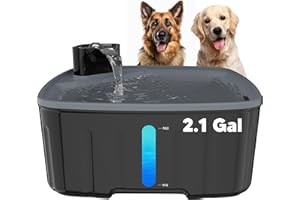 HICUPER Dog Water Fountain for Large Dogs, 2.1GAL/8L/270oz Large Dog Water Fountain Bowl for Dog Inside,Dog Fountain with Water Level Window and Shortage LED Reminder, Ultra-Quiet Pump,Water Fountain for Dog