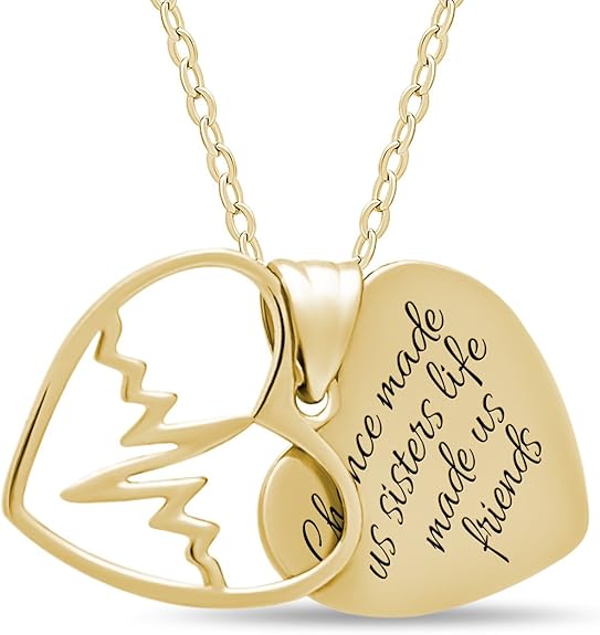 925 Sterling Silver Sister Two Heart Necklace for Best Sister Forever