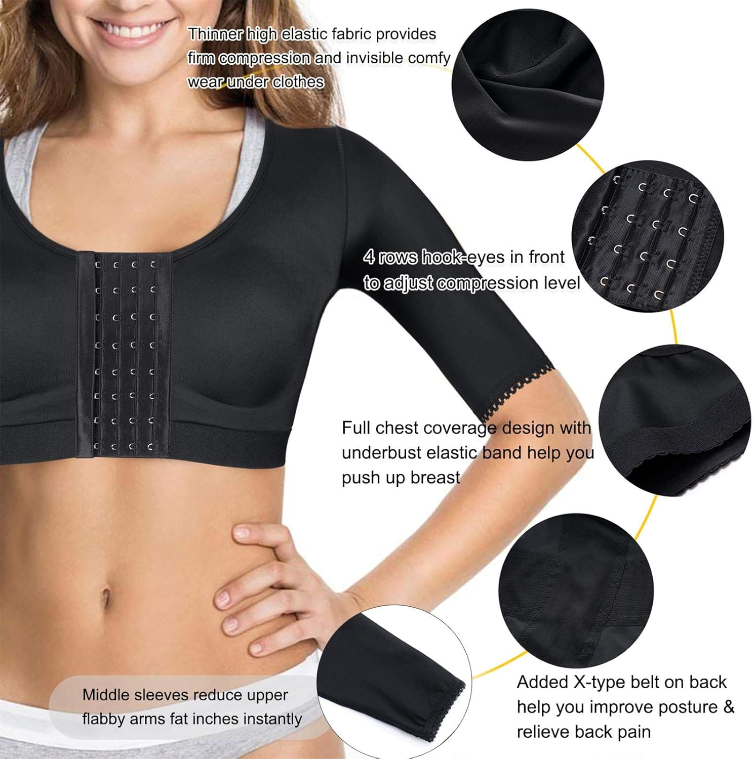 BRABIC Shaper Tops for Women Arm Compression Post Surgery Front Closure Bra Tank Top Shapewear at  Women’s Clothing store