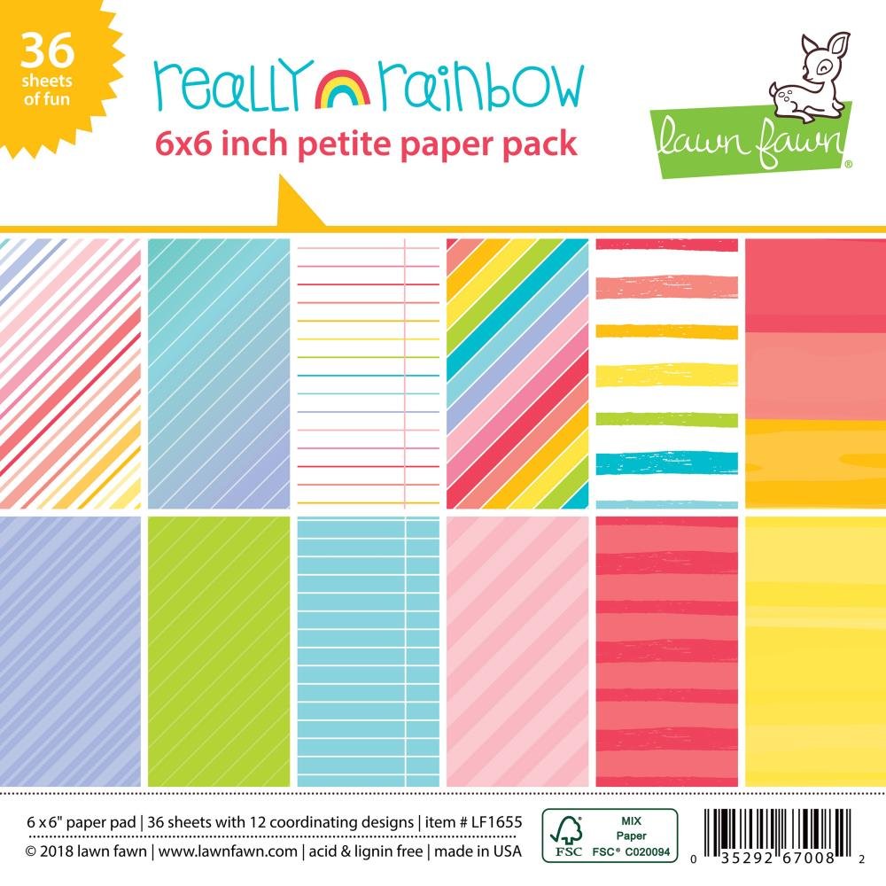 Lawn Fawn Really Rainbow 6"x6" Petite Paper Pack 36 Sheets LF1655