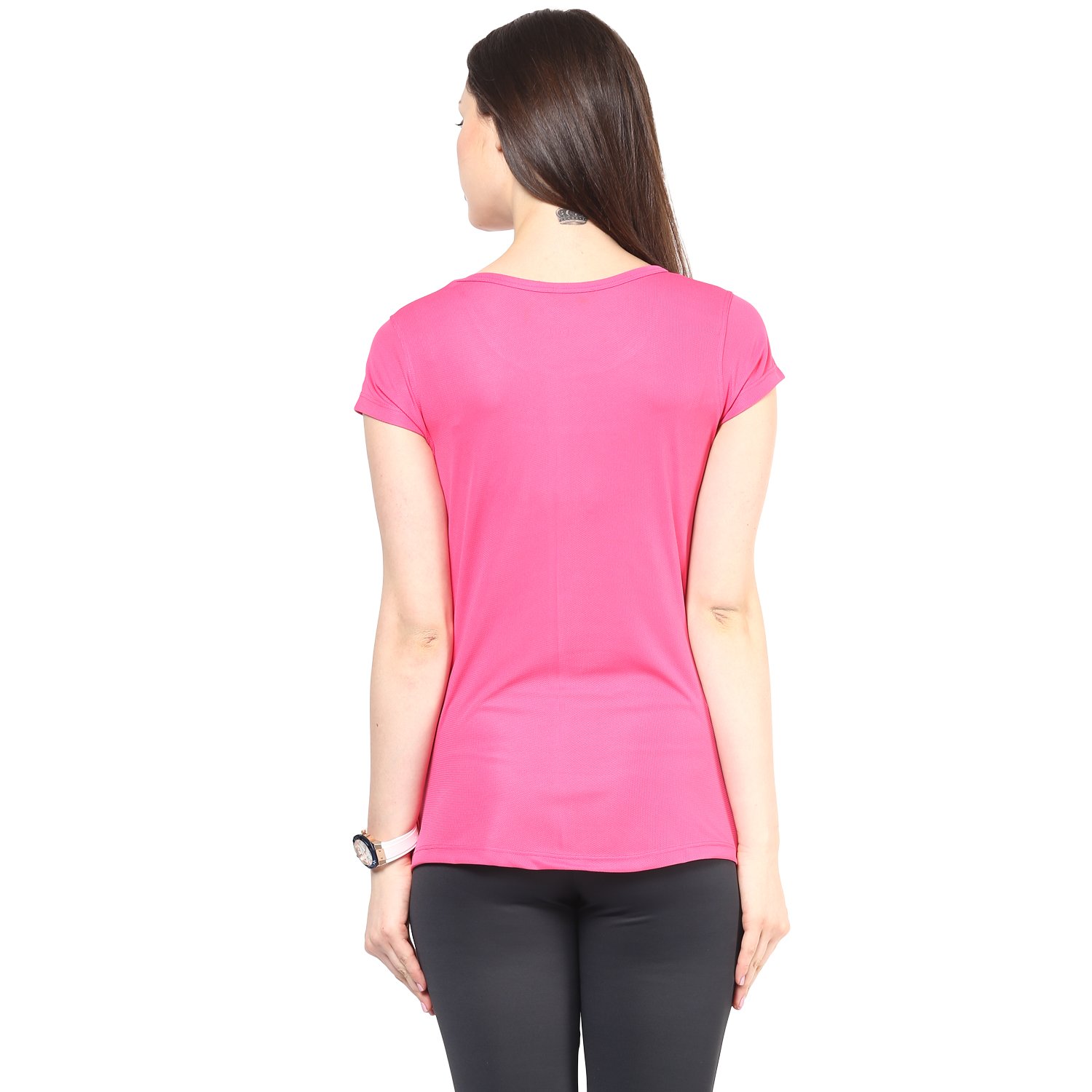 berge women's instadry round neck pink tee