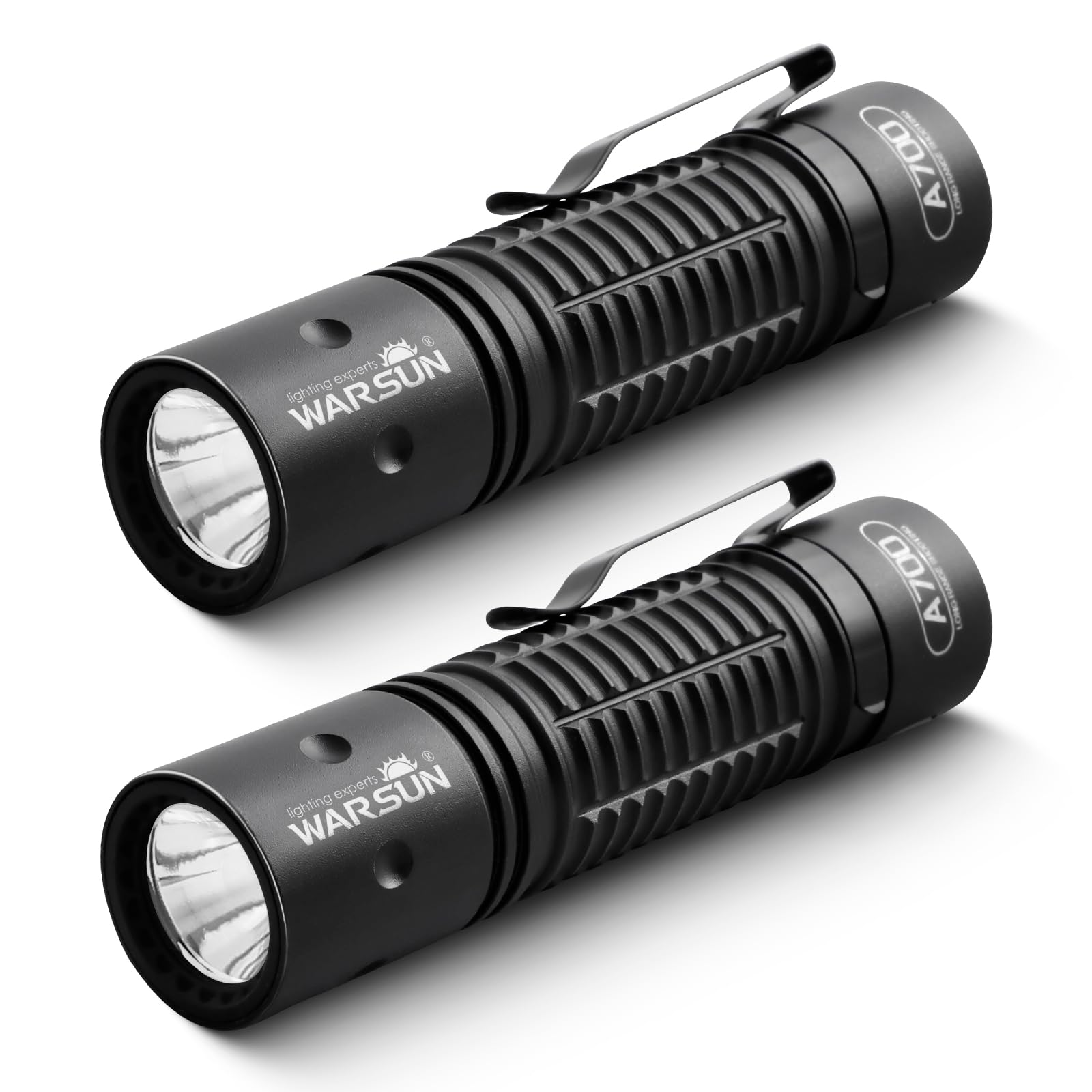 WARSUN LED Rechargeable Tactical Flashlight, Compact 700LM LED Handheld Torch with Type-C Charging, Durable Aluminium Alloy, 3 Modes Functionality, Water-Resistant Drop-Resistant(2 Pack)