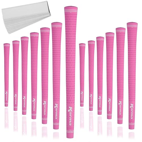 Karma Velour Pink Undersize Golf Grips, 13 Pack with 13 Golf Grip Tape Strips