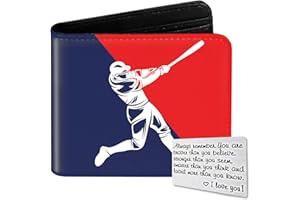 Roacap Kids Wallet for Boys, Cool Wallets for Teen Son Ages 4 5 6 7 8 9 10 11 12 13 14 15 16, Leather Blue Baseball Bifold Purse, Christmas Birthday Gift for Kid Men Boy Youth Guys