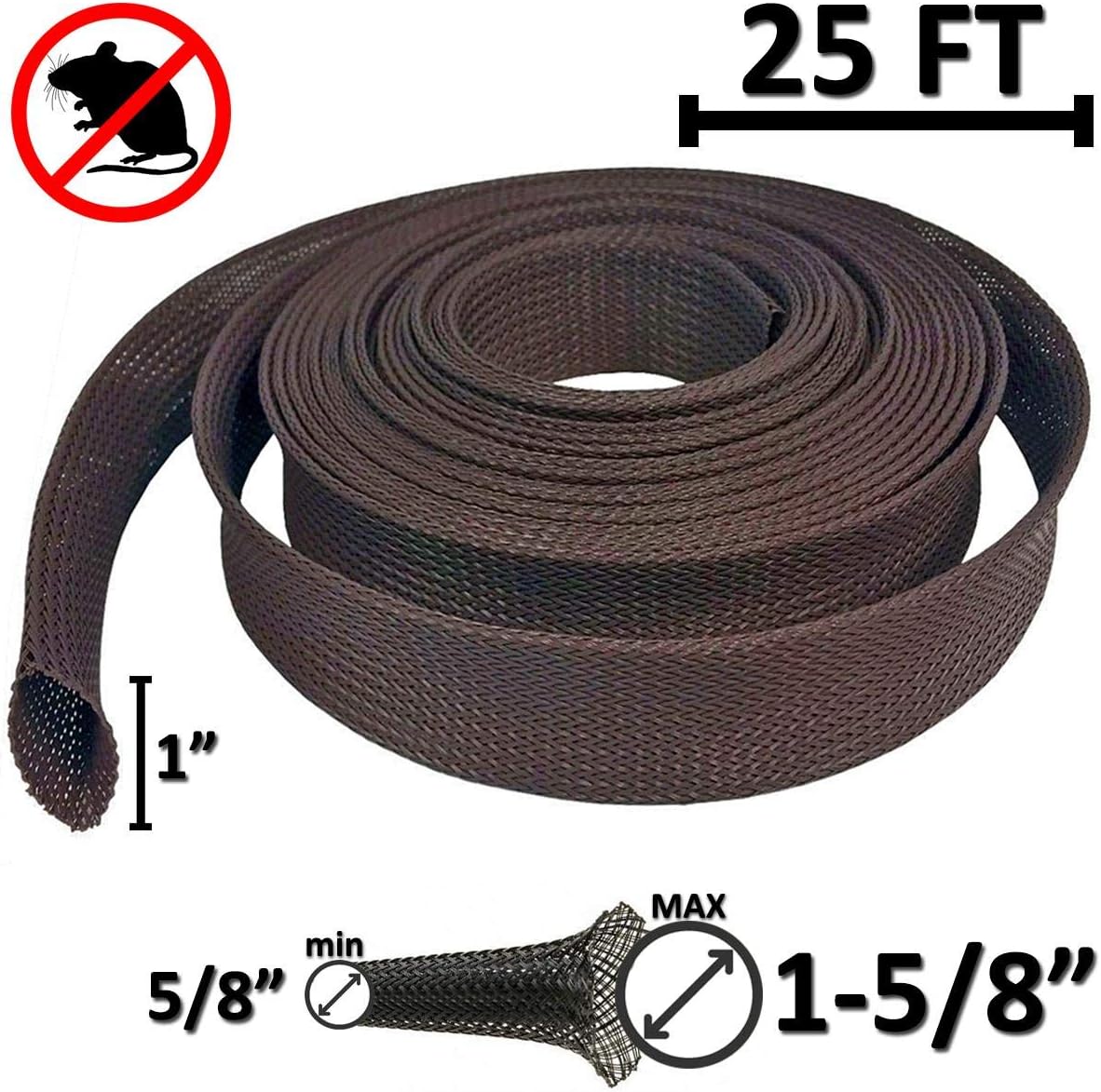 Electriduct 1" Rodent Resistant Braided Sleeving Mouse and